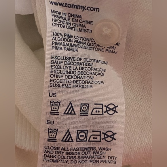 NEW Tommy Hilfiger White Floral Print Cardigan Sweater Size LARGE Pima Cotton - Picture 10 of 10